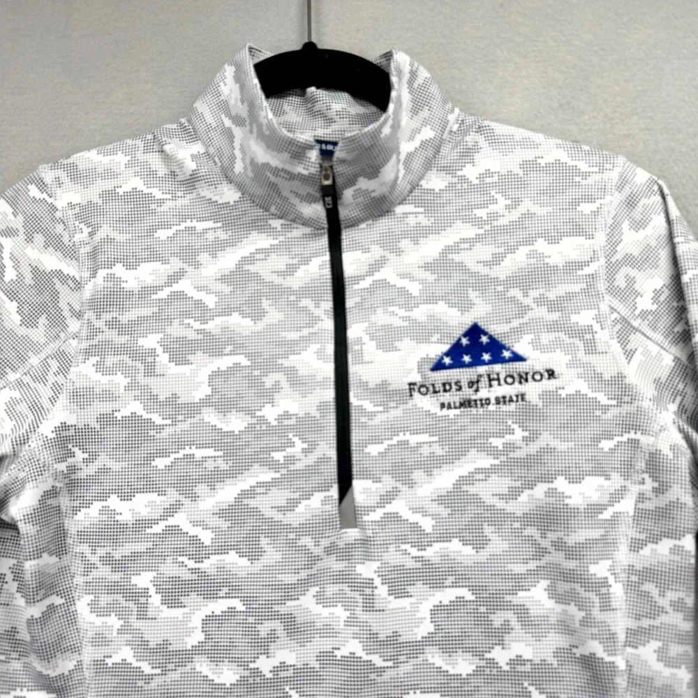 Cutter & Buck Traverse Shirt Womens Small Gray‎ Camo 1/4 Zip Folds of Honor USA